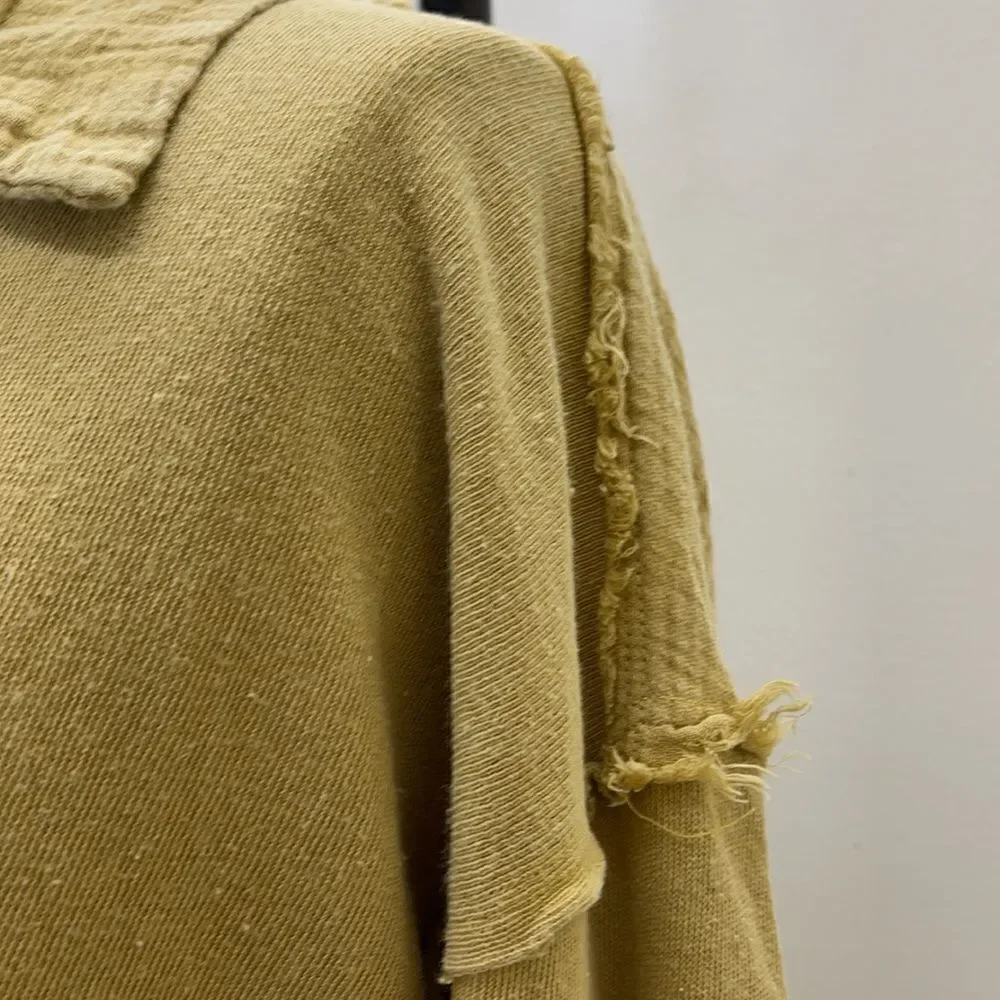 Free People L/S Mustard Top Collared V-Neck Cuffs